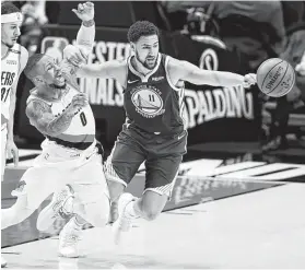  ?? Scott Strazzante / San Francisco Chronicle ?? Klay Thompson’s long arms and quick feet have controlled players such as Damian Lillard en route to the Warriors’ fifth consecutiv­e Finals.