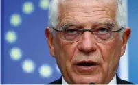  ?? (Francois Lenoir/Reuters) ?? JOSEP BORRELL, the European Union’s top foreign policy enovy, holds a news conference in Brussels last week.