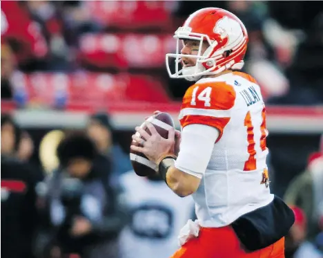  ?? JEFF McINTOSH/THE CANADIAN PRESS ?? Lions quarterbac­k Travis Lulay has the “respect” of the B.C. locker-room, a key ingredient to their playoff run.