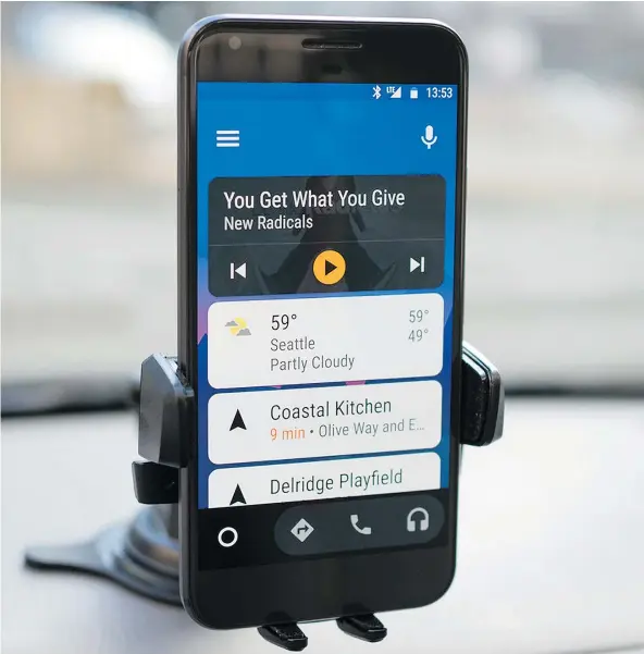  ??  ?? The Android Auto app, which is free to download, gives your vehicle a complete infotainme­nt system with music, navigation and phone.