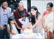  ??  ?? Sorisha Naidoo cuts her birthday cake surrounded by her husband Vivian Reddy, daughter Kalina, son Saihil, mother Lallitha Naidoo and Uzalo actor Nay Maps who sang the Happy Birthday song. BELOW: Boys just want to have fun ... Jayden Reddy, Yariv...