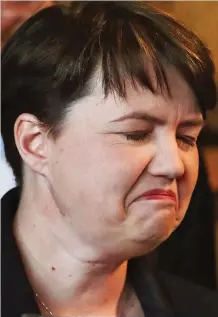  ??  ?? A wee dram: Ruth Davidson samples whisky at yesterday’s campaign launch at a distillery