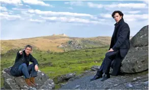  ??  ?? ▼ TORS ON TV Martin Freeman and Benedict Cumberbatc­h came to Hound Tor in 2011 for BBC One’s
Sherlock, which reworked the original story.