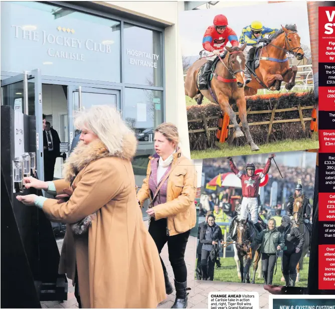  ??  ?? cHange aHeaD Visitors at Carlisle take in action and, right, Tiger Roll wins last year’s Grand National