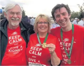  ??  ?? Star Marsha with fellow Give A Kidney volunteers Colin McLachlan and Grant Thomson