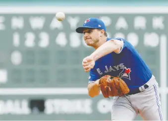  ?? DAVID BUTLER II/USA TODAY SPORTS ?? Toronto Blue Jays starting pitcher Thomas Pannone gave up four runs in a 5-0 Blue Jays loss to the Boston Red Sox Thursday during an afternoon game at Fenway Park.