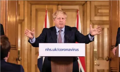  ??  ?? ‘Boris Johnson’s late afternoon press conference on Monday, and the promise of daily televised briefings, went some way to calm justified fears about his government’s approach.’ Photograph: Richard Pohle/The Times/PA