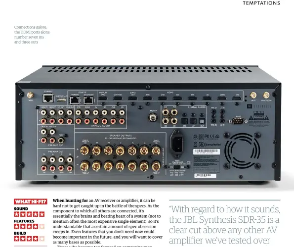  ??  ?? Connection­s galore: the HDMI ports alone number seven ins and three outs