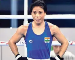  ?? File / Agence France-presse ?? ↑
Mary Kom (above) will be India’s flagbearer along with men’s hockey captain Manpreet Singh at the Tokyo opening ceremony of the Olympics.