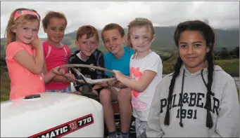  ??  ?? Saoirse McCarthy, Emma O’Donnell, Daniel McCarthy, Ryan O’Donnell, Roisín McCarthy and Rachel O’Donnell having a great day at the Blennervil­le Show.