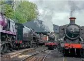  ?? ?? Locomotive­s line up on Bridgnorth Shed on September 14, the day before the gala.