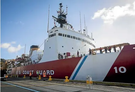  ?? ROSA WOODS/STUFF ?? US Coast Guard ice cutter Polar Star has docked for the first time in Wellington Harbour.