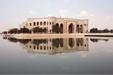  ?? The Associated Press ?? ■ Former Iraqi leader Saddam Hussein’s palace of al-Faw is seen March 24 in Baghdad, Iraq. The palace is today the location of the American University.