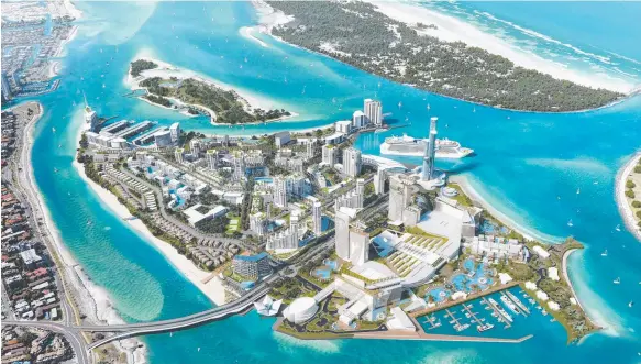  ?? Picture: SUPPLIED ?? An artists impression of the ASF Consortium’s plan for the Wavebreak Island cruise-ship terminal.