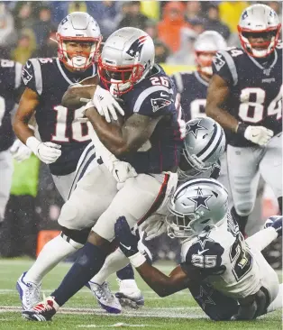  ?? DAVID BUTLER/USA TODAY SPORTS FILES ?? Sony Michel missed seven games last season with the Patriots, sitting out all of October and most of November with a quad injury, but racked up a career best 5.7 yards per carry.