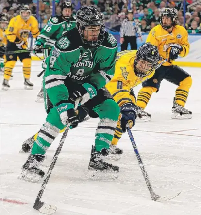  ?? | GETTY IMAGES ?? Nick Schmaltz helped North Dakota win the NCAA hockey title in the spring. He had 11 goals and 35 assists in 37 games.