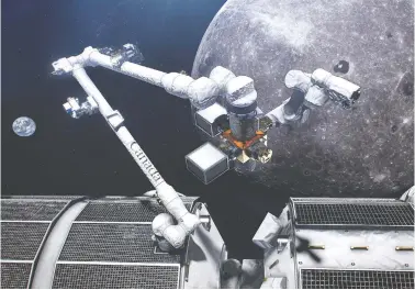  ?? CANADIAN SPACE AGENCY / NASA ?? An artist’s concept of Canadarm3, Canada’s smart robotic system, on the exterior of the Lunar Gateway space station.