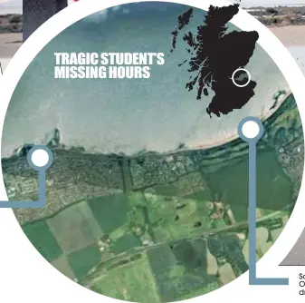  ??  ?? Scott Calder’s body is found on the beach at Longniddry Bents at 7.45am on Sunday, October 14. The beach is around one and a half miles from where, police say, he was dropped off by officers at 11.20pm the night before. It remains unclear how he got there