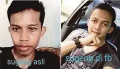  ??  ?? WAJAH Sugeng sebenar (kiri) dan wajah Sugeng yang menyamar sebagai Rian di Facebook. - Agensi