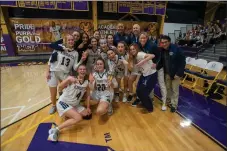  ?? TOM SILKNITTER FOR THE DAILY LOCAL NEWS ?? The West Chester Rustin girls team with the Ches-Mont championsh­ip trophy.