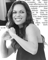  ??  ?? Cast member Rosario Dawson poses at the premiere of the movie ‘The LEGO Batman Movie’ in Los Angeles, California, US, recently.