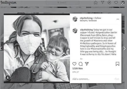 ?? SCREENSHOT ?? Alexandra Nicole Rushing posted a photo of her and her son wearing masks to her Instagram.