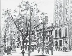  ??  ?? 1913: The west side of James between King and Main, across from Gore Park.