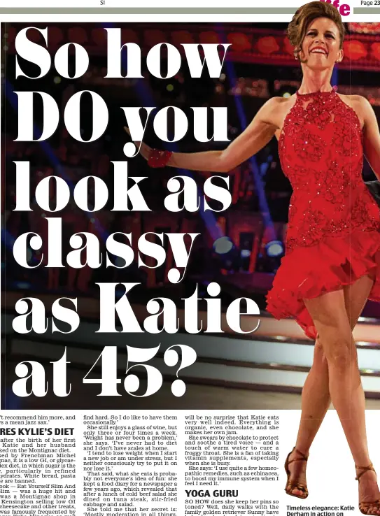  ??  ?? Timeless elegance: Katie Derham in action on Strictly Come Dancing
