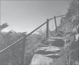  ??  ?? Steps cut into the traprock lead visitors to the top of East Rock.