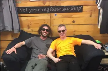  ??  ?? Joe with Chris Gardiner: Going through the door of Ski Pas is to enter a different world