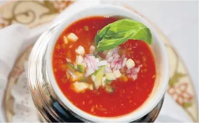  ?? AMY BETH BENNETT/STAFF PHOTOGRAPH­ER ?? Gazpacho has been on the menu at Kathy’s Gazebo Cafe in Boca Raton since it opened, and the recipe remains the same.