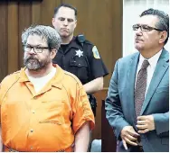  ?? AP ?? Defendant Jason Dalton (left), who is charged with killing six people inbetween picking up riders for Uber, stands with attorney Eusebio Solis during a hearing in Kalamazoo, Michigan, in April 2017.