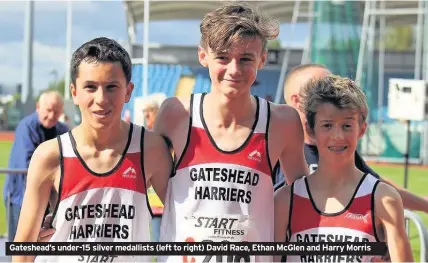  ??  ?? Gateshead’s under-15 silver medallists (left to right) David Race, Ethan McGlen and Harry Morris