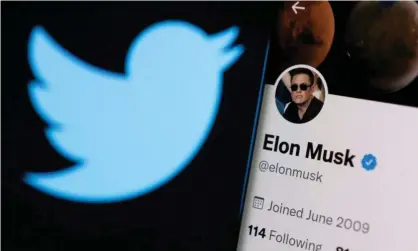  ?? ?? The Twitter account of the world’s richest man, and Twitter owner, Elon Musk. Photograph: Dado Ruvić/Reuters