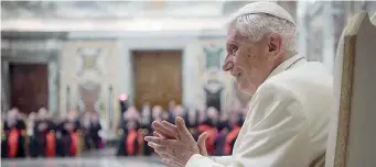  ?? (Ansa) ?? In Vaticano Un momento delle celebrazio­ni per il sessantaci­nquesimo anniversar­io del sacerdozio di Benedetto XVI