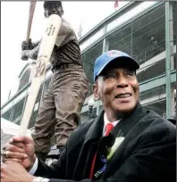  ?? AP/CHARLES REX ARBOGAST ?? Hall of Famer Ernie Banks, a former two-time MVP for the Chicago Cubs and one of 26 players to hit at least 500 home runs, died Friday night at the age of 83 in Chicago.