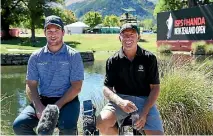  ??  ?? Ryan Fox, left, and caddie Steve Williams speak to media ahead of the New Zealand Open in Arrowtown.