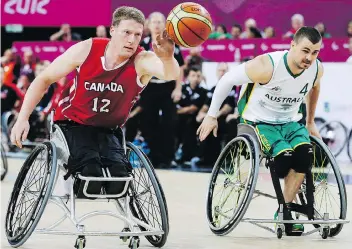  ?? THE CANADIAN PRESS/FILES ?? Patrick Anderson of Fergus, Ont., shown at the 2012 Paralympic­s in London, has returned to Canada’s wheelchair basketball team, which is competing at the world championsh­ips in Hamburg, Germany. Anderson, 39, scored 26 points to help Canada notch a 77-47 victory over Morocco in the team’s opening game Friday. Nik Goncin of Regina added 15 points, while Chad Jassman of Calgary scored six markers.