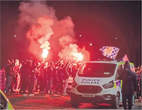  ??  ?? An investigat­ion has been launched into the rule-breaking gathering outside McDiarmid Park on Sunday evening.