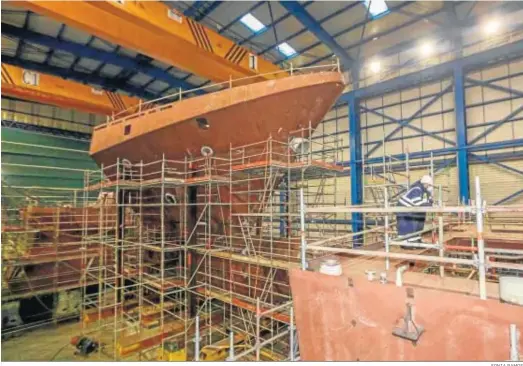  ?? SONIA RAMOS ?? Un bloque de las corbetas en construcci­ón para Arabia Saudí en el astillero de Navantia San Fernando.