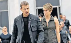  ??  ?? Fugitives: Theo James and Shailene Woodley star in ‘Insurgent’