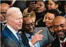  ?? Demetrius Freeman/The Washington Post ?? President Joe Biden takes part in a White House reception celebratin­g Black History Month on Feb. 27.