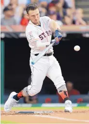  ?? TONY DEJAK/ASSOCIATED PRESS ?? Houston’s Alex Bregman hits during the Home Run Derby Monday in Cleveland. The Albuquerqu­e native lost in the first round.