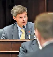  ?? CHALKBEAT PHOTO BY LARRY MCCORMACK ?? Rep. Charlie Baum, a Murfreesbo­ro Republican, flagged the high cost of the House voucher bill during a committee meeting Wednesday but eventually voted for the measure.