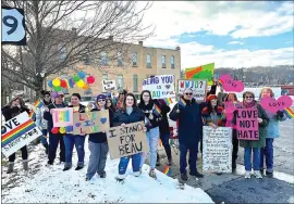  ?? Photo by Brian D. Stockman ?? Protesters gathered on Saturday and Sunday at St. Leo Parish in Ridgway.