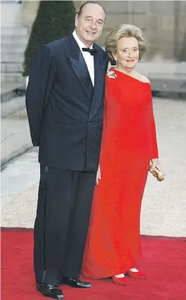  ?? Picture: AFP ?? MOURNED. Former French President Jacques Chirac and his wife, Bernadette. Chirac died yesterday.