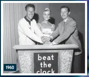  ??  ?? 1960
Time is running out. Beat The Clock was part of the popular television variety show Sunday Night At The Palladium. Bruce Forsyth, above, hosted the game show for two years before handing over the reigns to new compere Don Arrol.