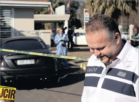  ?? PICTURES: TIMOTHY BERNARD ?? CROSSING THE LINE: Radovan Krejcir’s car was hit in July 2013. At least 24 holes were found in windows and walls near the Czech’s parking spot.
