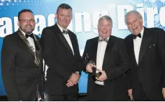  ?? Wayne O’Connor Photo: Fintan Clarke ?? AWARDS TIME: From left, Fingal Chamber president Guy Thompson, Dublin Airport general manager of operations Brian Drain, Moriarty Group managing director Luke Moriarty and MC for the evening Marty Whelan.