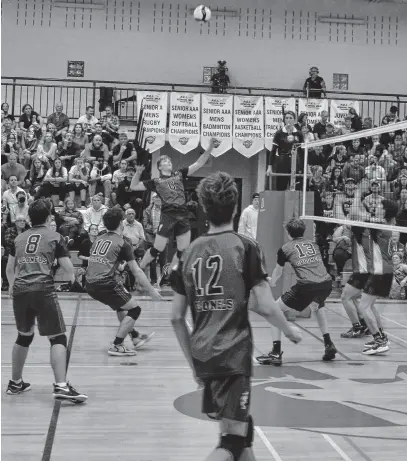  ?? JASON SIMMONDS • THE GUARDIAN ?? Jonah Murphy, 6, focuses on hitting the ball during the P.E.I. School Athletic Associatio­n Senior AAA Boys Volleyball League gold-medal match against the Bluefield Bobcats at Charlottet­own Rural High School on Nov. 12. Murphy was named the most valuable player of the provincial championsh­ip. The Colonels won the match 3-2 (25-16, 25-15, 19-25, 20-25, 16-14).